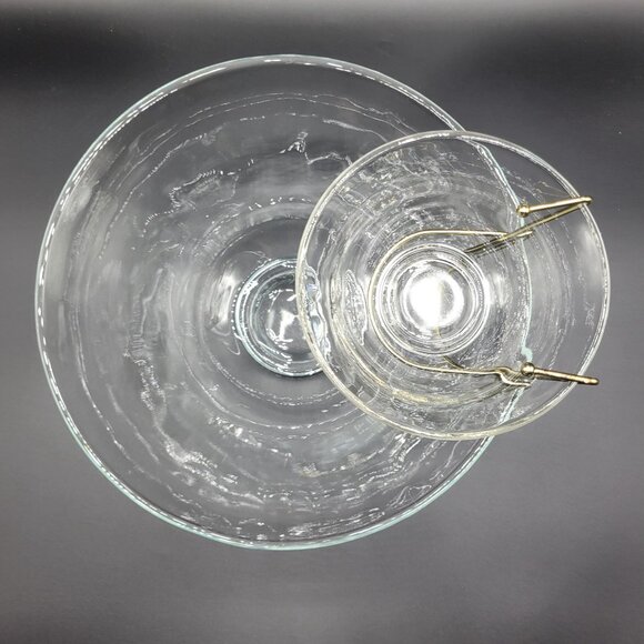 Vintage Indiana Clear Glass 3-Piece Chip N Dip Bowl Set MCM Design - Picture 4 of 11